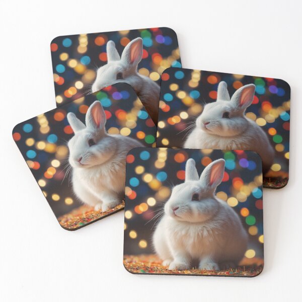 Item preview, Bunny with Christmas Lights designed and sold by PetJoyPrintsCO.