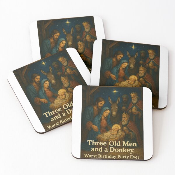Item preview, Realistic Nativity Scene with “Worst Birthday Party Ever” Christian Humor designed and sold by Aryabek.