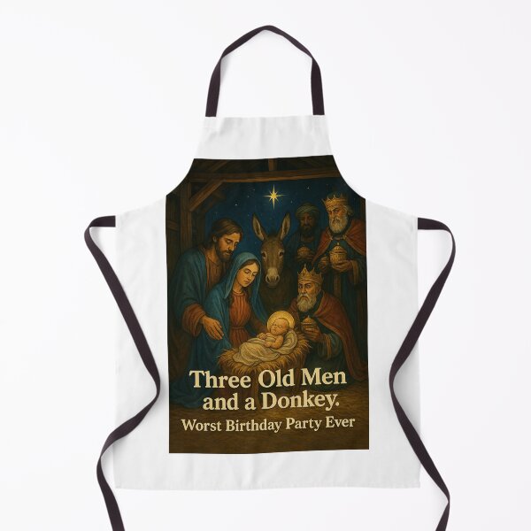 Item preview, Realistic Nativity Scene with “Worst Birthday Party Ever” Christian Humor designed and sold by Aryabek.