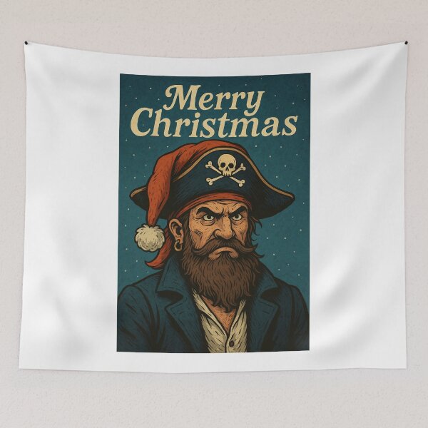 Item preview, Angry Pirate with Santa Hat and Skull for Christmas designed and sold by Aryabek.