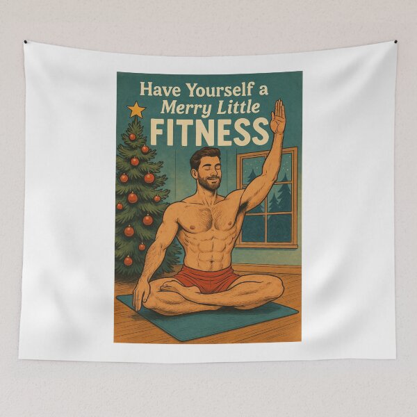 Item preview, Christmas Yoga Pose with Fit Santa and Tree designed and sold by Aryabek.