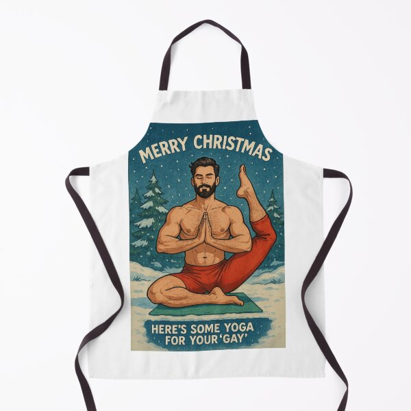 Item preview, Gay Holiday Christmas Yoga Santa in Winter Forest designed and sold by Aryabek.