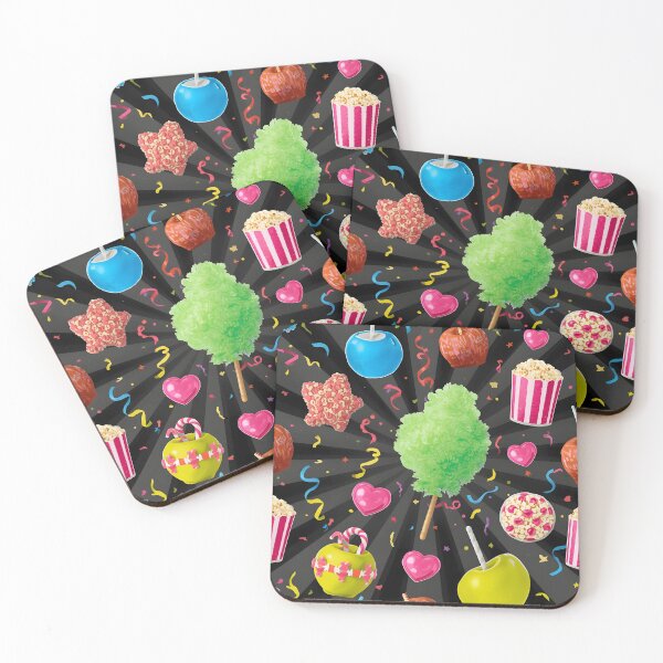 Item preview, Vibrant Candy Apples and Cotton Candy Burst on Dark Background designed and sold by MoonlitDoodles1.