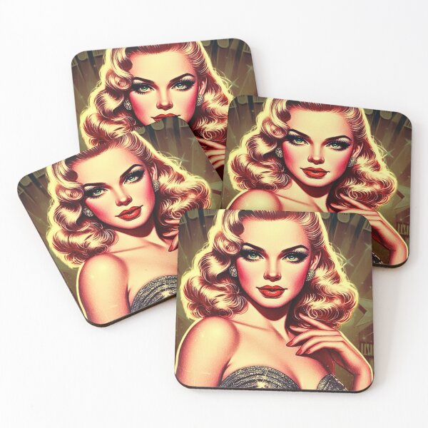 Item preview, Hollywood Divas Portrait - Glamorous Close-Up Retro Art Print graphic design designed and sold by ItsAKinkThing.