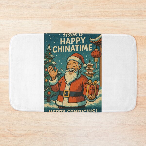 Item preview, Confucius Santa Card with Chinese Pagoda and Lantern designed and sold by Aryabek.