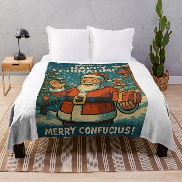 Item preview, Confucius Santa Card with Chinese Pagoda and Lantern designed and sold by Aryabek.