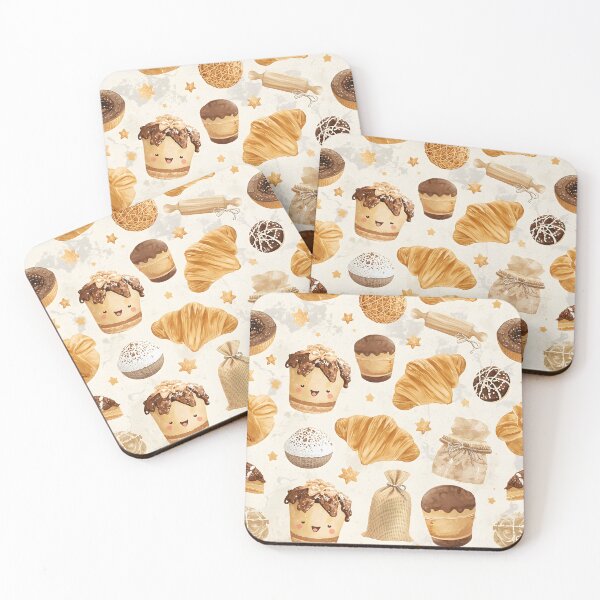 Item preview, Rustic Watercolor Bakery Goods and Croissant Sepia Pattern designed and sold by MoonlitDoodles1.