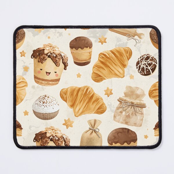 Item preview, Rustic Watercolor Bakery Goods and Croissant Sepia Pattern designed and sold by MoonlitDoodles1.