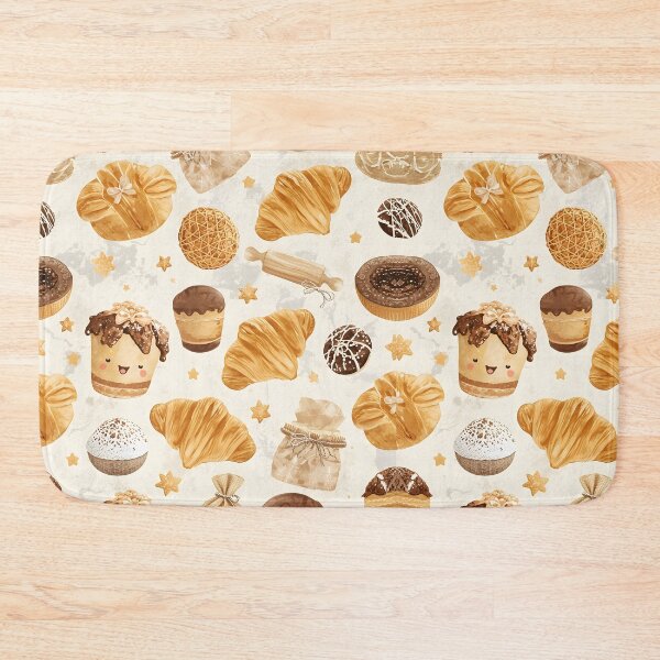 Item preview, Rustic Watercolor Bakery Goods and Croissant Sepia Pattern designed and sold by MoonlitDoodles1.