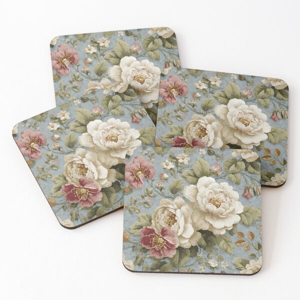 Artikelvorschau, Vintage-Rosenblumenmuster | Blauer Blumenvorhang entworfen und verkauft von CraftedHome.