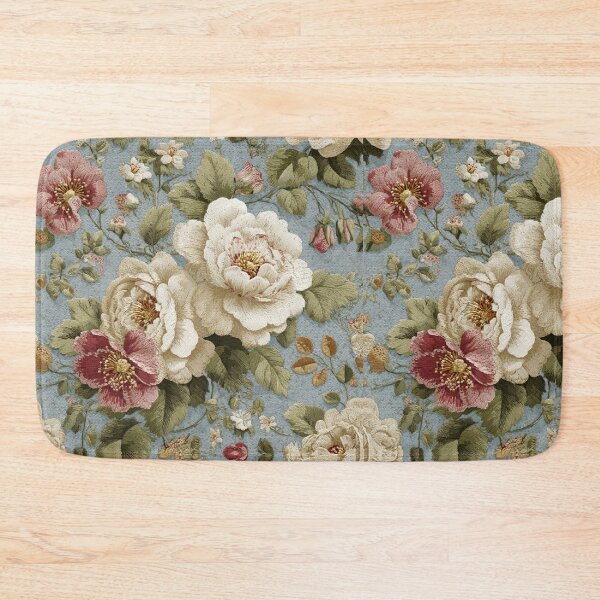 Artikelvorschau, Vintage-Rosenblumenmuster | Blauer Blumenvorhang entworfen und verkauft von CraftedHome.