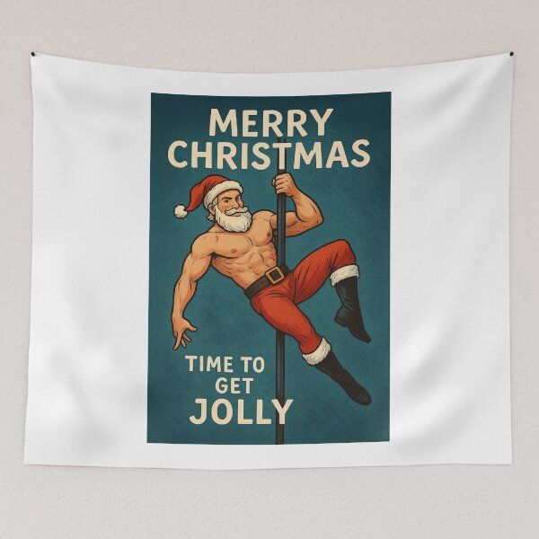 Item preview, Time to Get Jolly Christmas Card with Buff Santa designed and sold by Aryabek.