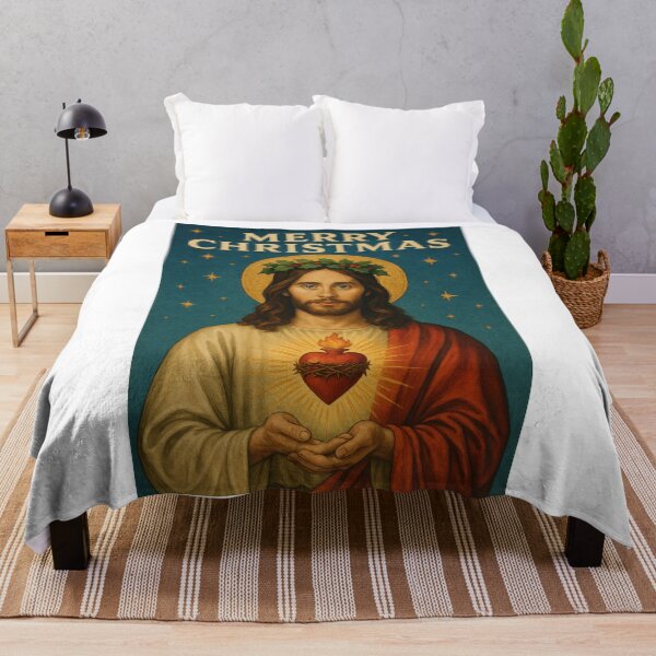 Item preview, Sacred Heart Christmas Card Featuring Jared Leto Jesus Portrait designed and sold by Aryabek.