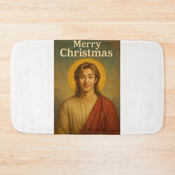 Item preview, Merry Christmas Greeting Card with Bang Chan Halo designed and sold by Places On Earth.
