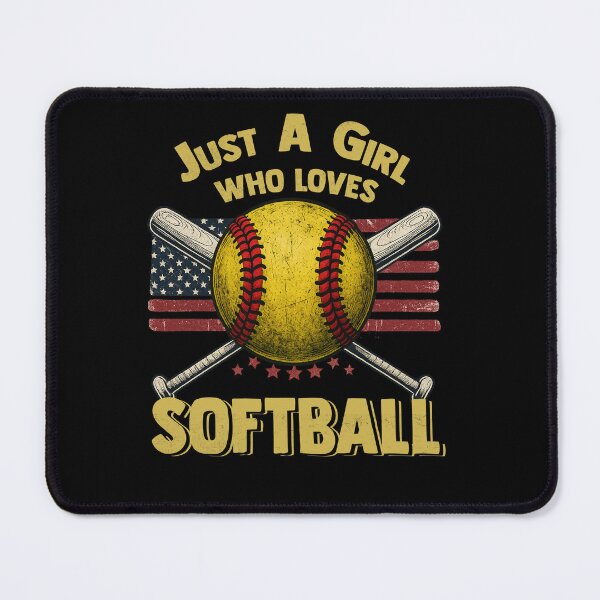 Item preview, Just A Girl Who Loves Softball - Vintage USA Flag Design designed and sold by TinaMDedrick.