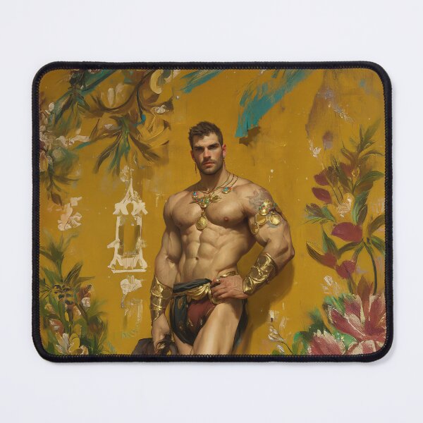 Item preview, Muscular male, gold and flowers designed and sold by ChanningsPinups.