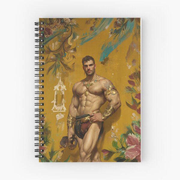 Item preview, Muscular male, gold and flowers designed and sold by ChanningsPinups.
