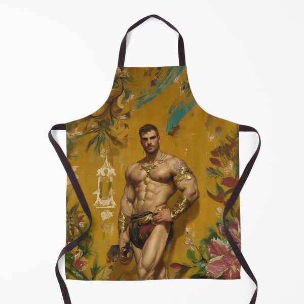 Item preview, Muscular male, gold and flowers designed and sold by ChanningsPinups.