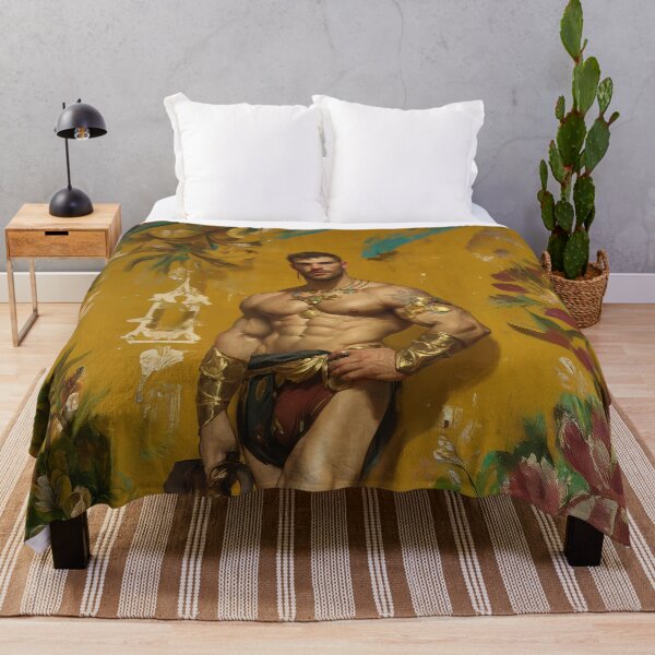Item preview, Muscular male, gold and flowers designed and sold by ChanningsPinups.
