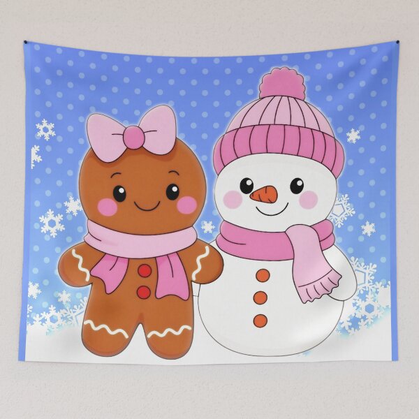 Item preview, White Christmas snowman and gingerbread cookie designed and sold by loveiscosmic.