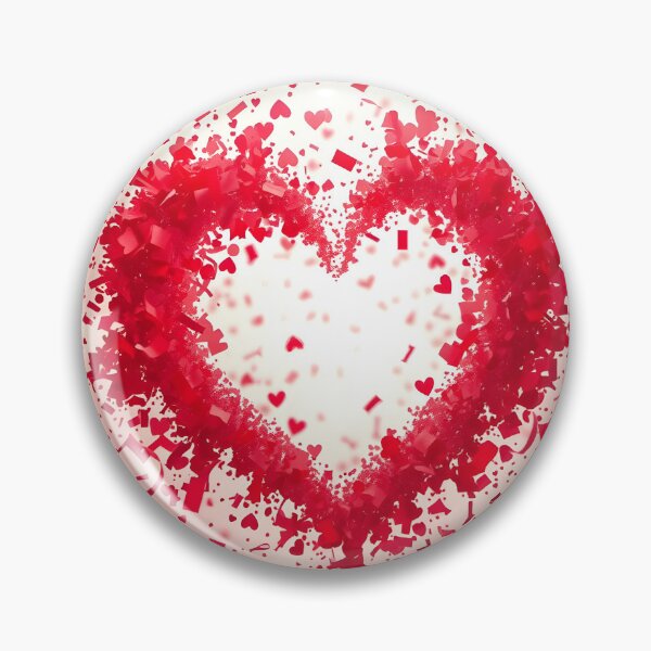 Item preview, A heart shape formed from red confetti against a lighter red background, with scattered pieces around designed and sold by homydesign.
