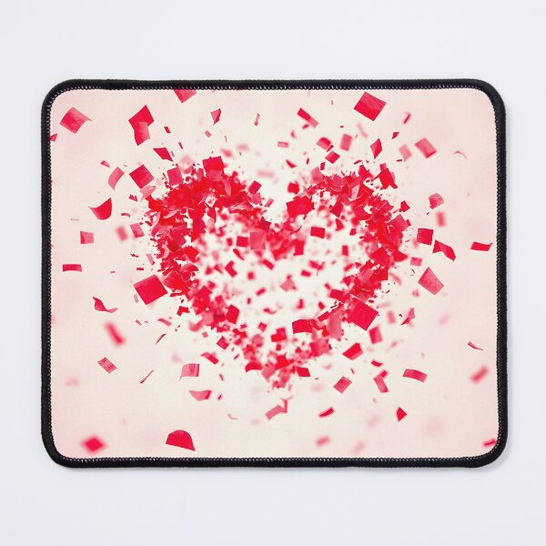 Item preview, An explosion of red confetti forming a heart shape against a light background, with scattered pieces around designed and sold by homydesign.