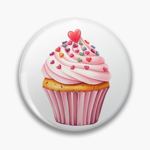 Item preview, A delightful cupcake with pink frosting and heart-shaped sprinkles, topped with a red heart, against a light background designed and sold by homydesign.