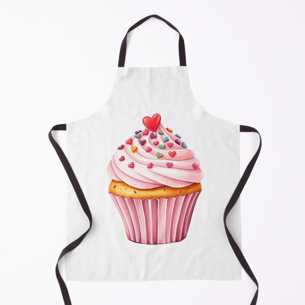 Item preview, A delightful cupcake with pink frosting and heart-shaped sprinkles, topped with a red heart, against a light background designed and sold by homydesign.