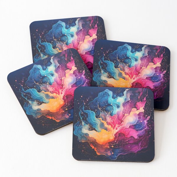Item preview, Abstract splash of vibrant watercolor hues in swirling patterns against a dark backdrop designed and sold by homydesign.