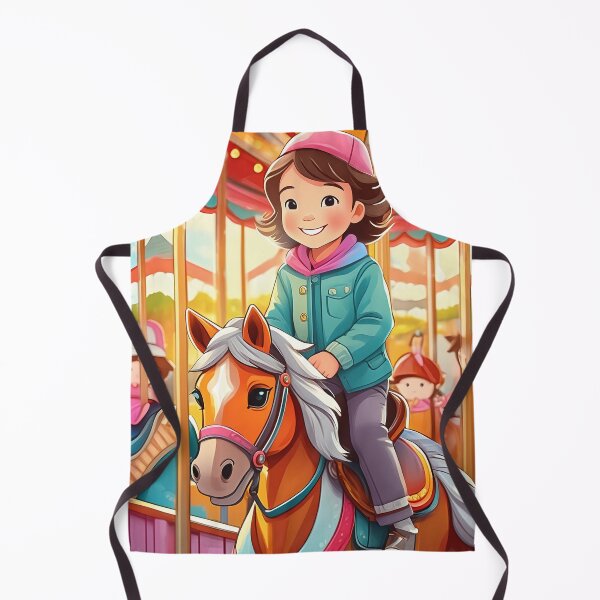 Item preview, Child on carousel horse in vibrant amusement park designed and sold by homydesign.