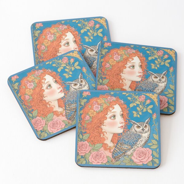 Item preview, A girl and an owl in a mysterious fairytale forest. designed and sold by Natalia-Vlad.