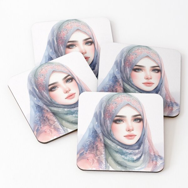 Item preview, Watercolor painting of a person with a floral scarf designed and sold by homydesign.