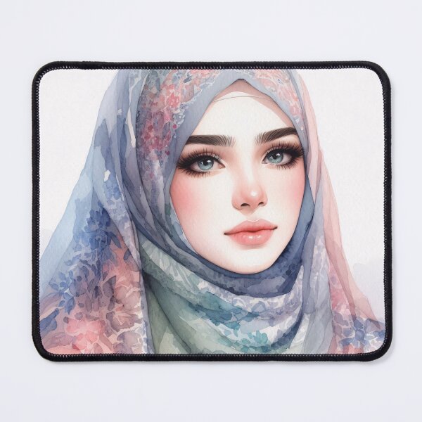 Item preview, Watercolor painting of a person with a floral scarf designed and sold by homydesign.