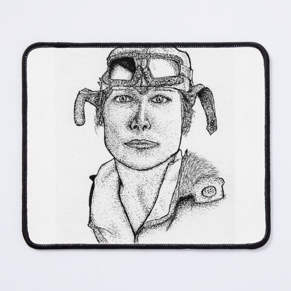 Item preview, Amelia Earhart Stipple Portrait | High-Contrast Pen and Ink Drawing of Iconic Female Pilot | Vintage Aviation Art designed and sold by wbhny.