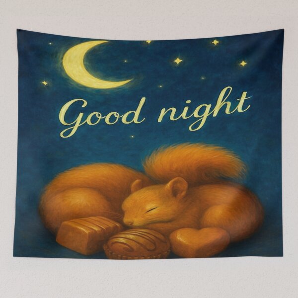 Item preview, Goodnight chocolate squirrels with moon and stars designed and sold by Ecosetereos.