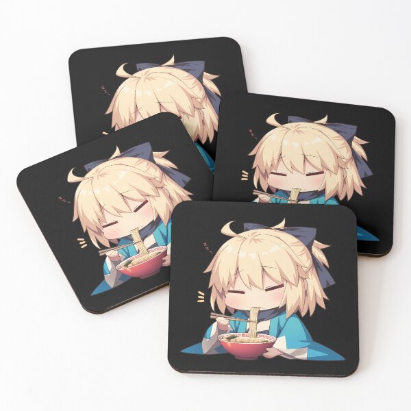 Item preview, Sakura Saber Okita Souji Chibi Anime Girl Calmly Eating Ramen from Fate Grand Order designed and sold by Raslbazola.