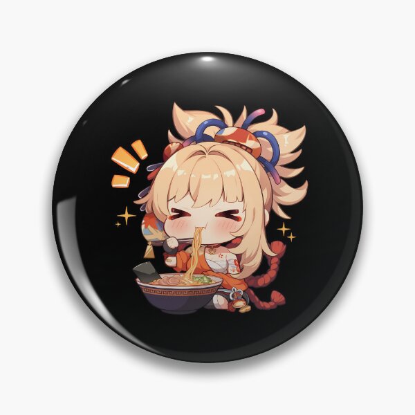 Item preview, Game Yoimiya Cheerful Chibi Girl Eating Ramen Genshin Impact Anime designed and sold by Raslbazola.