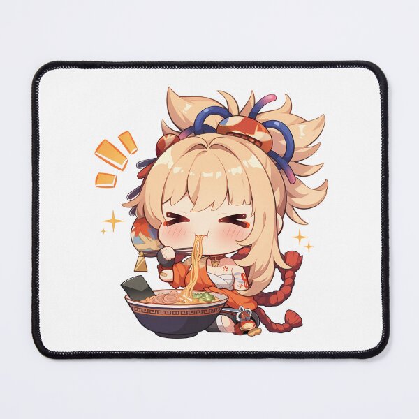 Item preview, Game Yoimiya Cheerful Chibi Girl Eating Ramen Genshin Impact Anime designed and sold by Raslbazola.