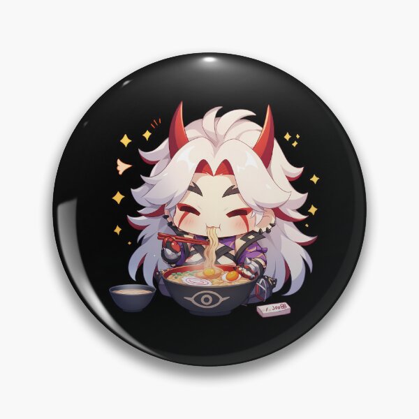 Item preview, Arataki Itto Oni Chibi Eating Ramen Genshin Impact Anime designed and sold by Raslbazola.