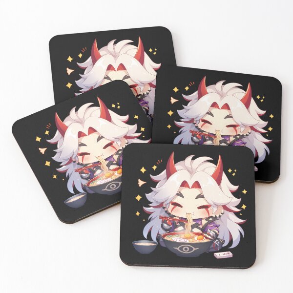 Item preview, Arataki Itto Oni Chibi Eating Ramen Genshin Impact Anime designed and sold by Raslbazola.