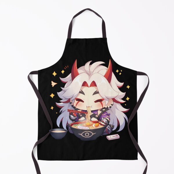 Item preview, Arataki Itto Oni Chibi Eating Ramen Genshin Impact Anime designed and sold by Raslbazola.