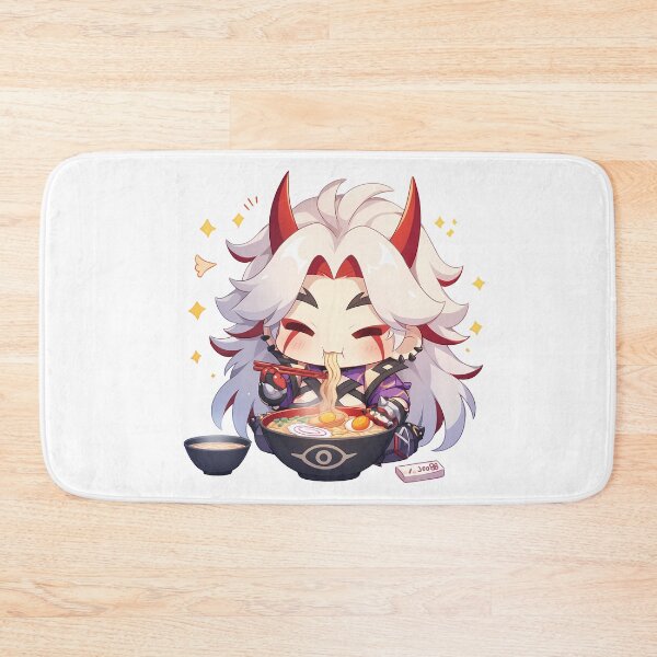 Item preview, Arataki Itto Oni Chibi Eating Ramen Genshin Impact Anime designed and sold by Raslbazola.