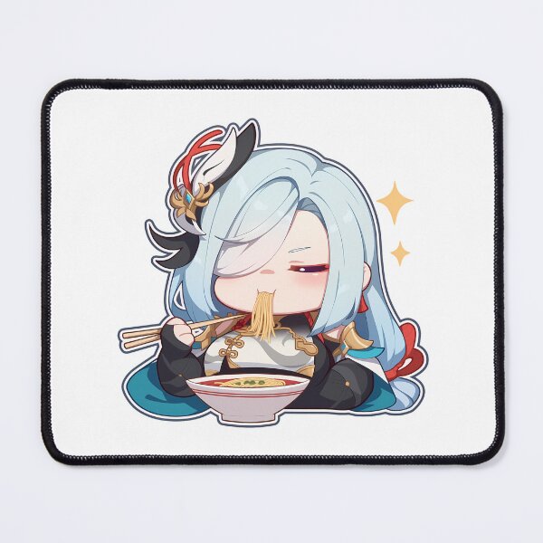 Item preview, Shenhe Elegant Chibi Eating Ramen Genshin Impact Anime designed and sold by Raslbazola.