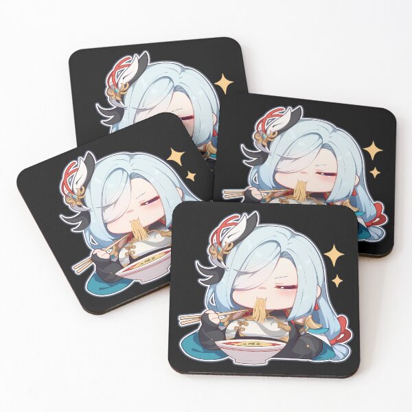 Item preview, Shenhe Elegant Chibi Eating Ramen Genshin Impact Anime designed and sold by Raslbazola.