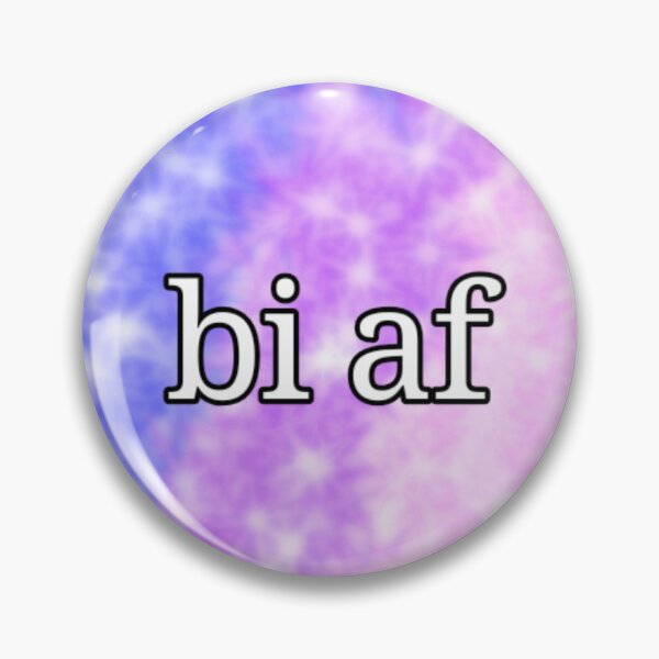 Item preview, "bi af" white text pin designed and sold by Designs-By-DB.