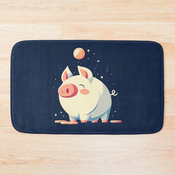 Item preview, Minimal Piggy Bank Silhouette with Coin – Modern Flat Vector Design on Navy Background designed and sold by Windy-market.