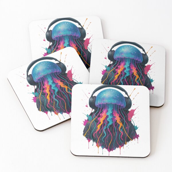 Item preview, Neon Jelly – Jellyfish with Headphones & Hoodie (Color Splash Street Art) designed and sold by thtCMRAguy.