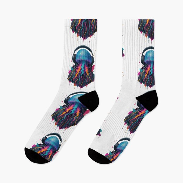 Item preview, Neon Jelly – Jellyfish with Headphones & Hoodie (Color Splash Street Art) designed and sold by thtCMRAguy.