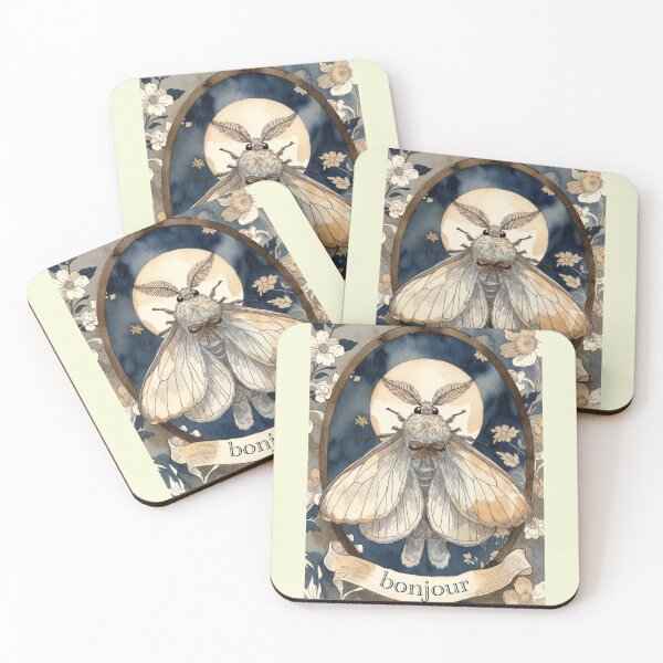 Item preview, Bonjour Moth — Moonlit Châteaucore Cameo in Vintage Watercolor designed and sold by Heather's Creative Apparel.