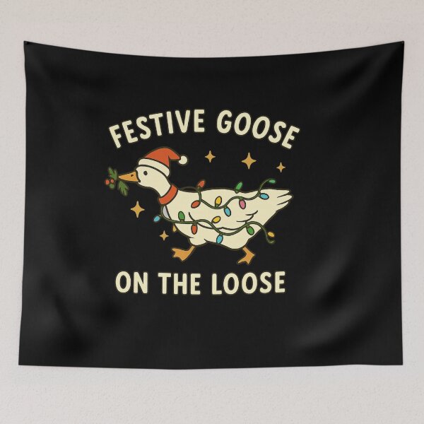 Item preview, Festive Goose on the Loose Funny Christmas Holiday Lights Santa Hat designed and sold by DailyDrivesct.